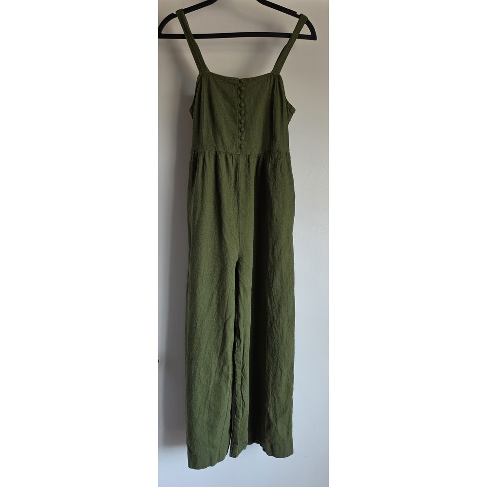 Madewell Jumpsuit Size 0 Sleeveless Olive Green Linen Cotton Casual Romper